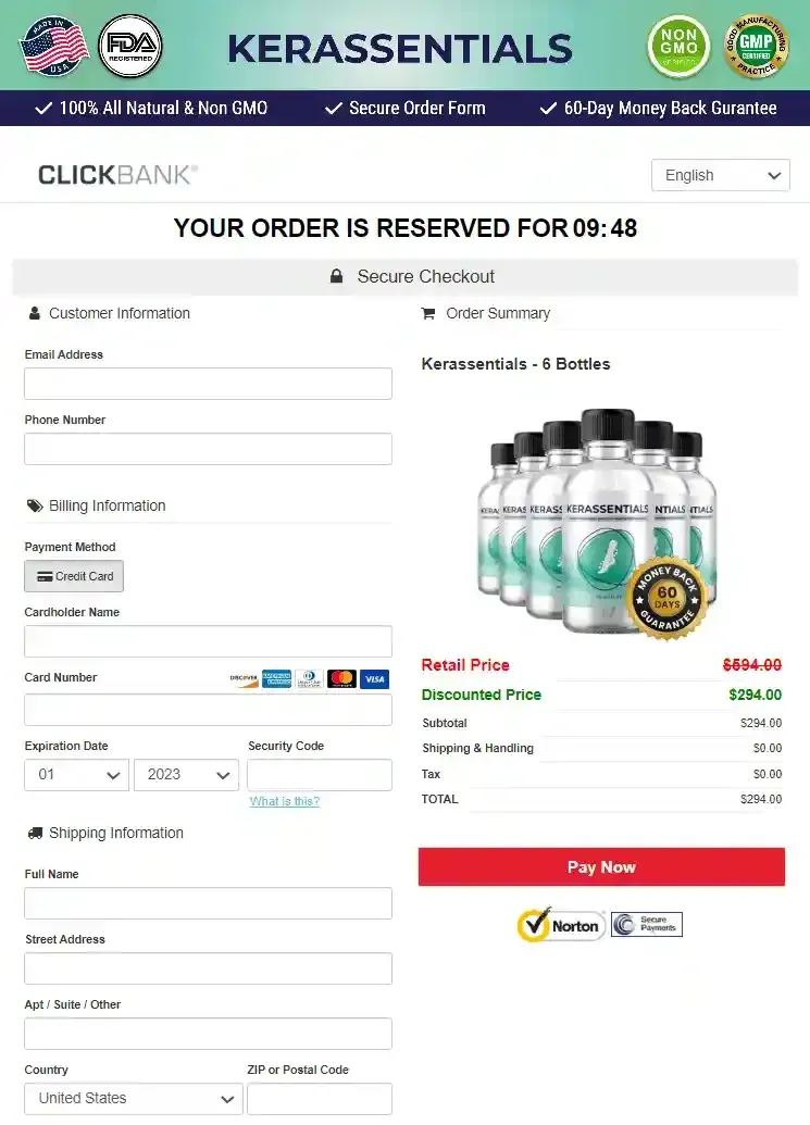 Kerassentials Checkout Page